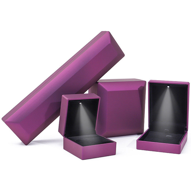 Custom Logo Rectangle Purple LED Jewelry Box for and Retail in Rectangle Shape