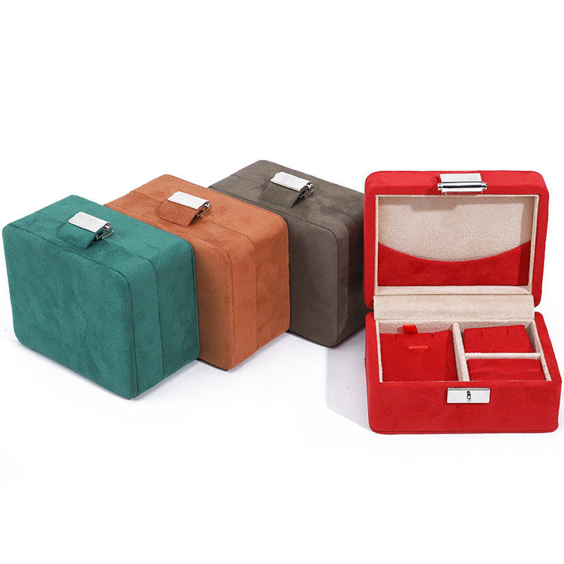 Handmade Custom Logo Velvet Jewelry Box for Travel Necklace and Ring Storage