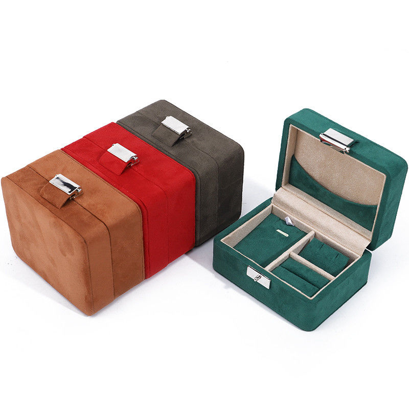 Handmade Custom Logo Velvet Jewelry Box for Travel Necklace and Ring Storage