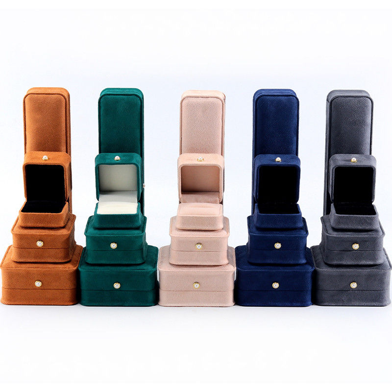 Custom Luxury Jewelry Packaging Box for Velvet Bracelet Earrings Necklace Pearl Lock