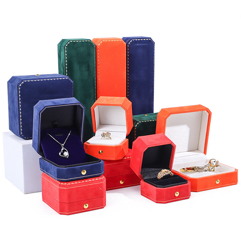 Custom Logo Rectangle Velvet Jewelry Box for Pendant Earrings Bracelet Necklace Ring