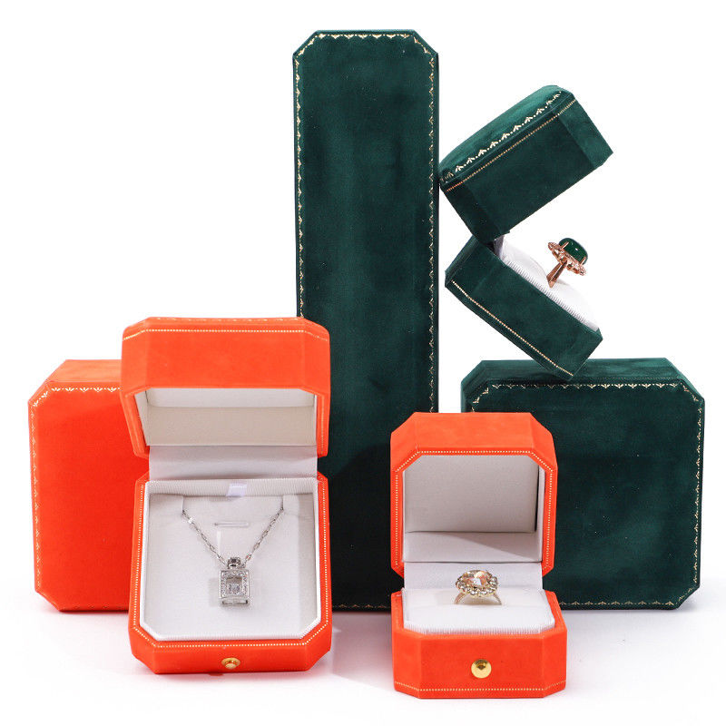Custom Logo Rectangle Velvet Jewelry Box for Pendant Earrings Bracelet Necklace Ring