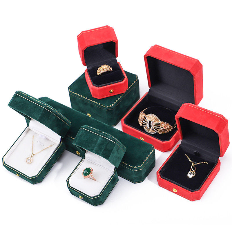 Custom Logo Rectangle Velvet Jewelry Box for Pendant Earrings Bracelet Necklace Ring