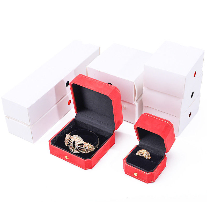 Custom Logo Rectangle Velvet Jewelry Box for Pendant Earrings Bracelet Necklace Ring