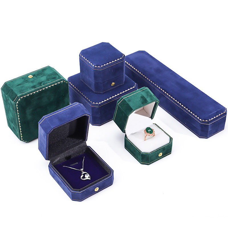 Custom Logo Rectangle Velvet Jewelry Box for Pendant Earrings Bracelet Necklace Ring
