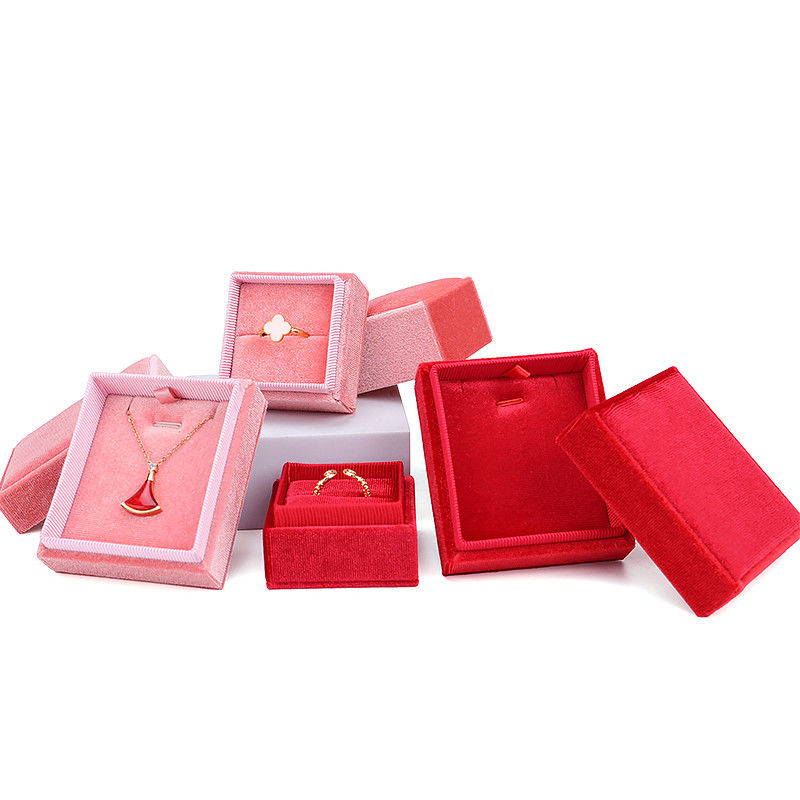 Light Blue Square Ring Storage Box for Customized Size Velvet Jewelry Display in Velvet