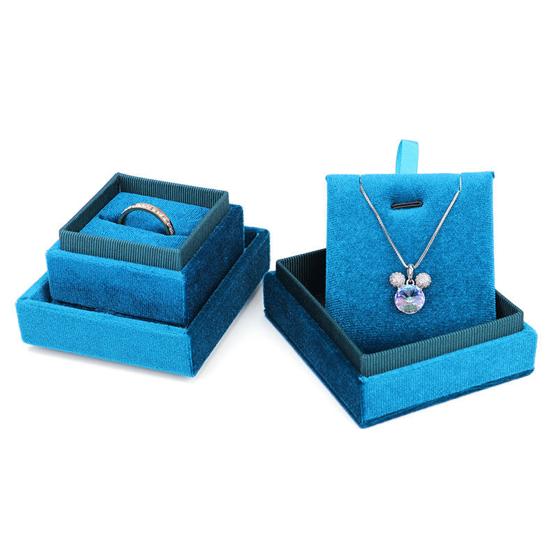Hanhong Luxury Customized Blue Square Ring Storage Box for Wedding Engagement Paper