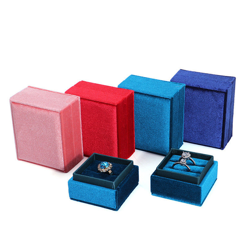 Hanhong Luxury Customized Blue Square Ring Storage Box for Wedding Engagement Paper