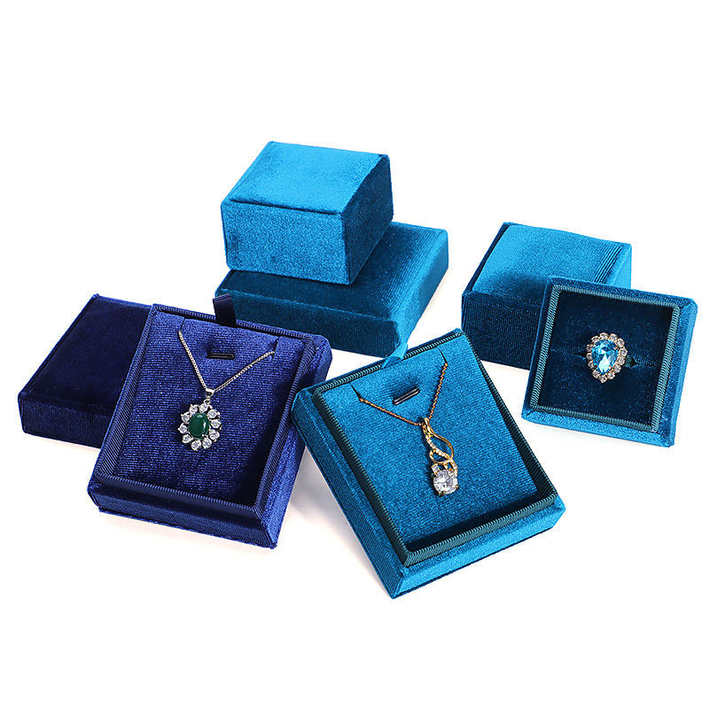 Hanhong Luxury Customized Blue Square Ring Storage Box for Wedding Engagement Paper