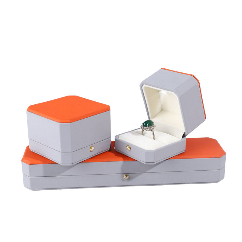 Luxurious Jewelry Package Hanhong Custom Gray Leather Box for Rings and Pendants