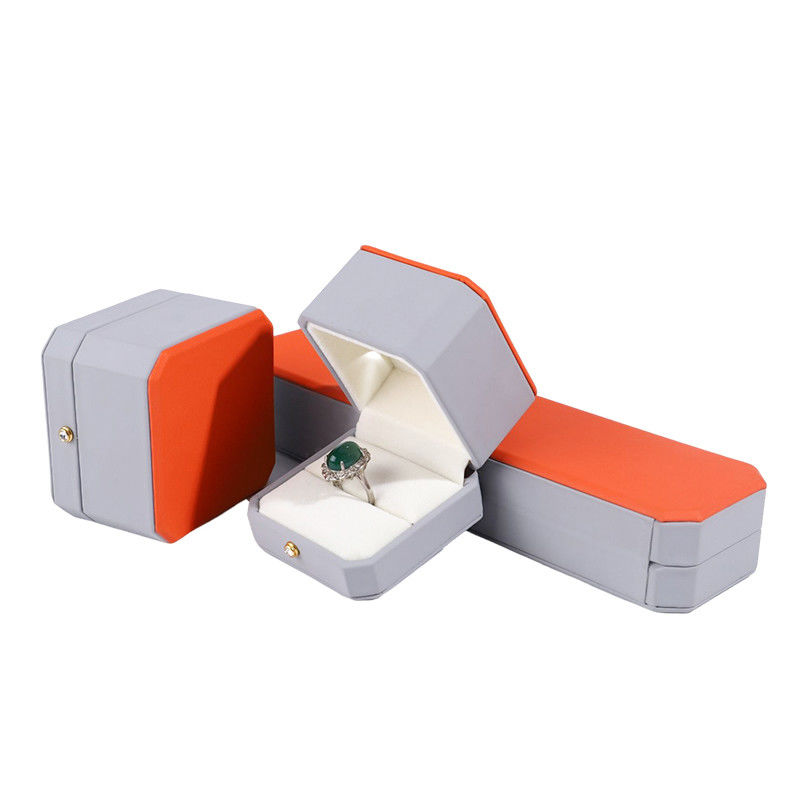 Luxurious Jewelry Package Hanhong Custom Gray Leather Box for Rings and Pendants
