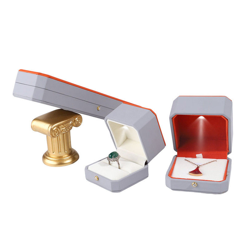 Luxurious Jewelry Package Hanhong Custom Gray Leather Box for Rings and Pendants