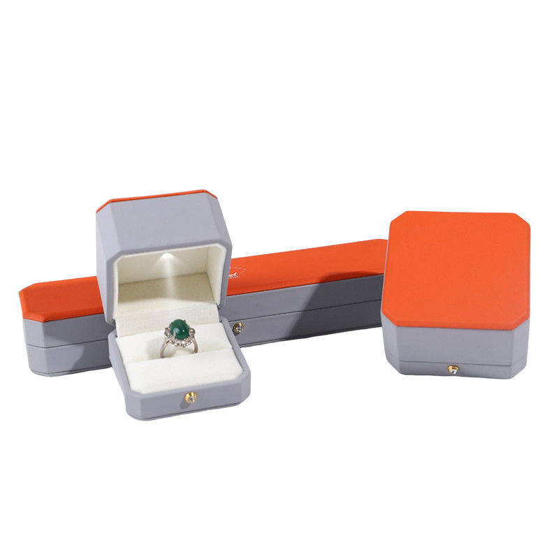 Luxurious Jewelry Package Hanhong Custom Gray Leather Box for Rings and Pendants