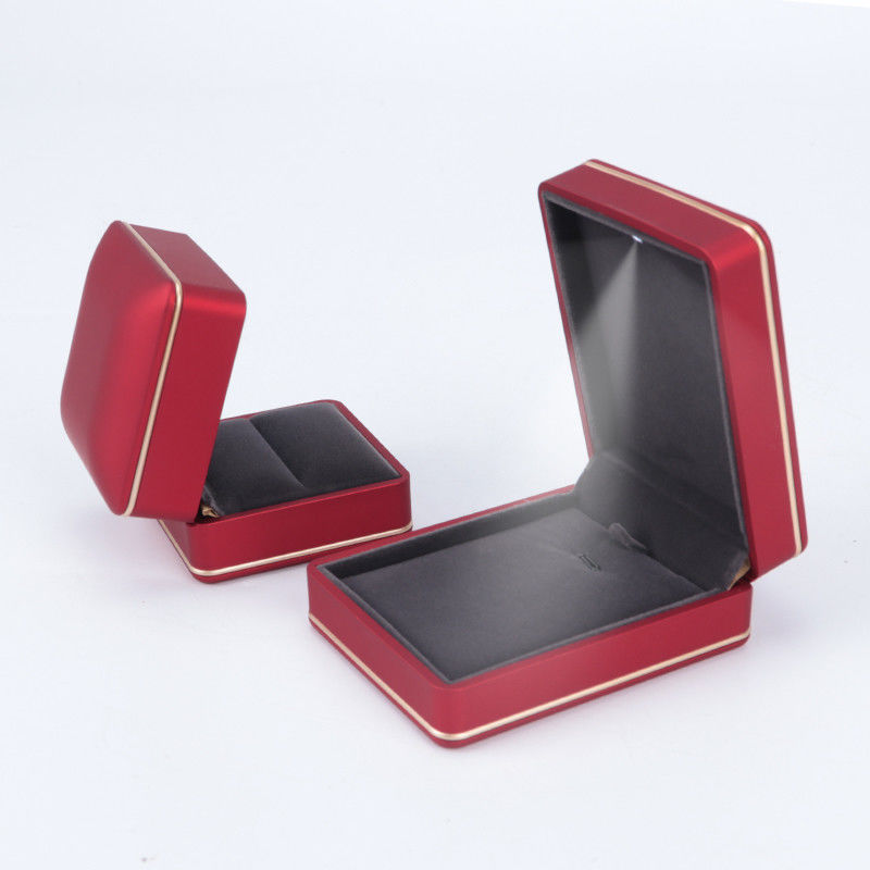 Plastic Velvet Jewelry Boxes Material with Light and Custom Logo Silk Screen Printing
