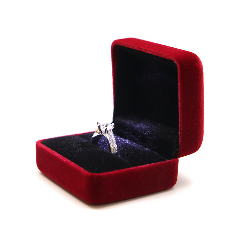 Velvet Jewelry Set Box in Luxury Packaging Box for Bracelet Necklace Ring in Burgundy
