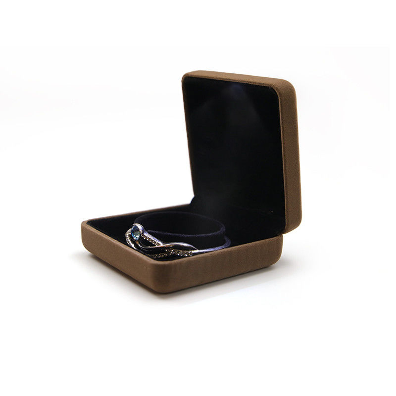 Luxury Velvet Jewelry Box for High Grade Brown Packaging of Bracelet Necklace Ring