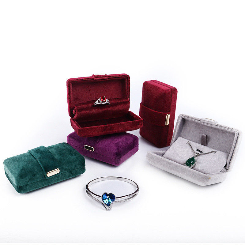 Custom Logo Luxury Purple Velvet Jewelry Box for Earrings Bracelet Necklace Ring