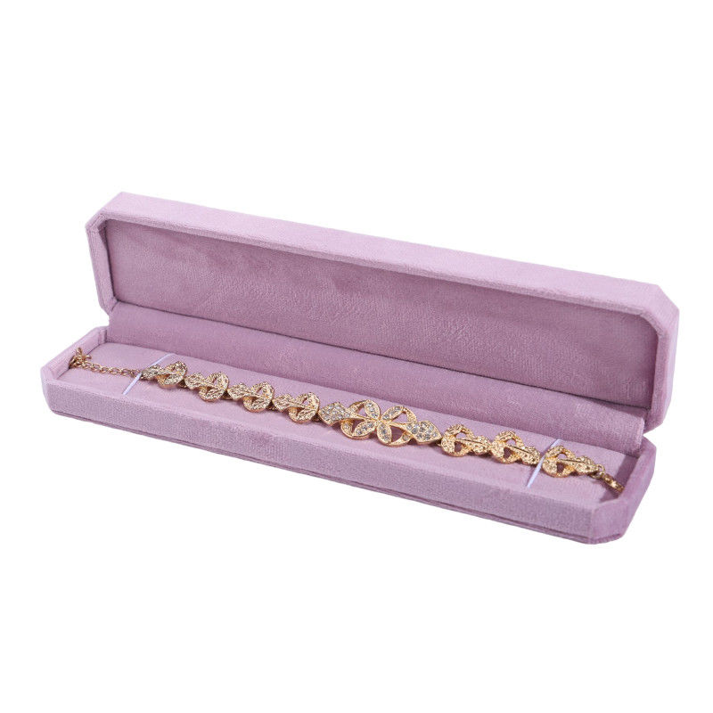 Custom Logo Velvet Jewelry Box for Hanhong Pink Necklace Bracelet Ring Packaging