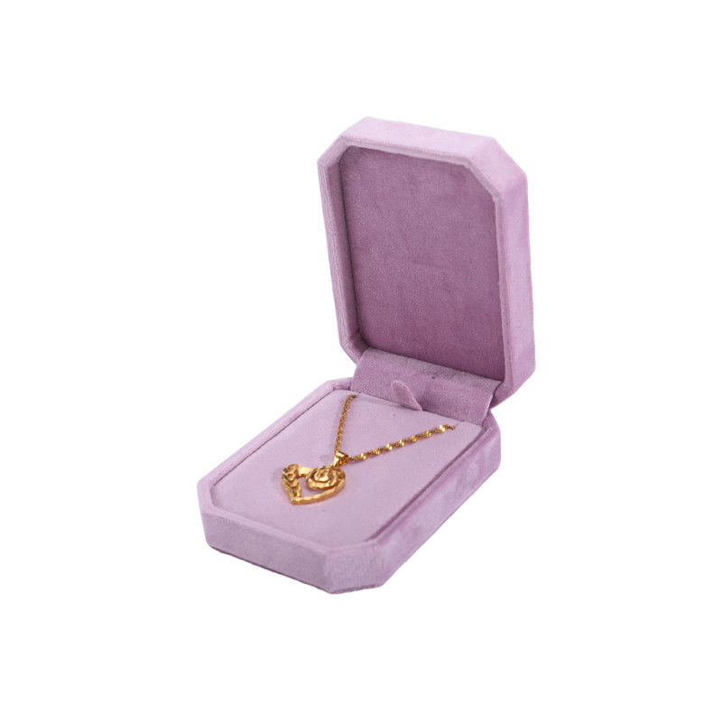 Custom Logo Velvet Jewelry Box for Hanhong Pink Necklace Bracelet Ring Packaging