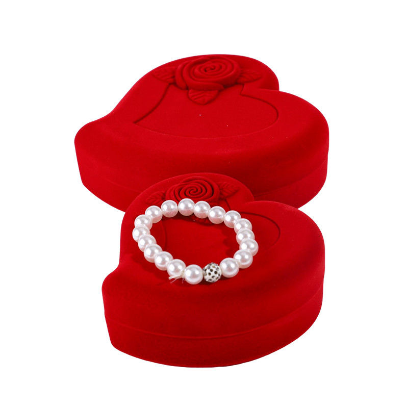 Velvet Jewelry Box for Red Love Ring Necklace and Stud Earrings Set Custom Packaging
