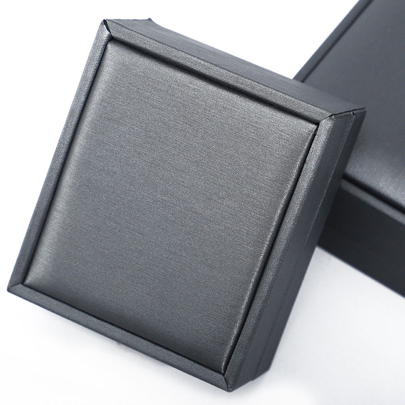 Grey Lightweight Leather LED Jewelry Box Luxury Packaging For Bracelet Necklace Ring