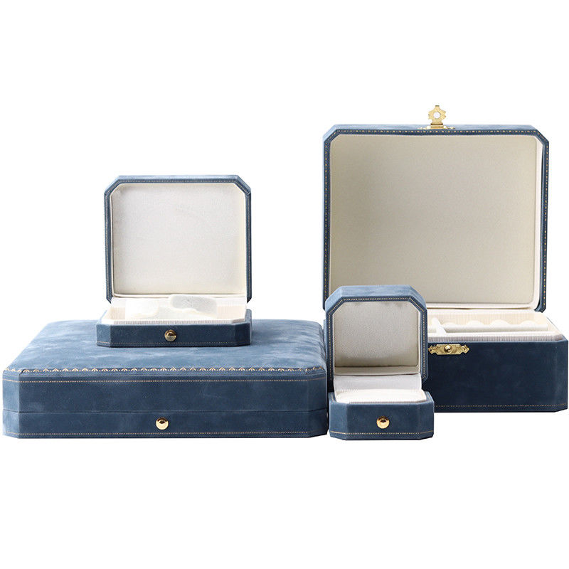 Light Blue Velvet Jewelry Box for Customized Luxury Necklace and Bracelet Packaging