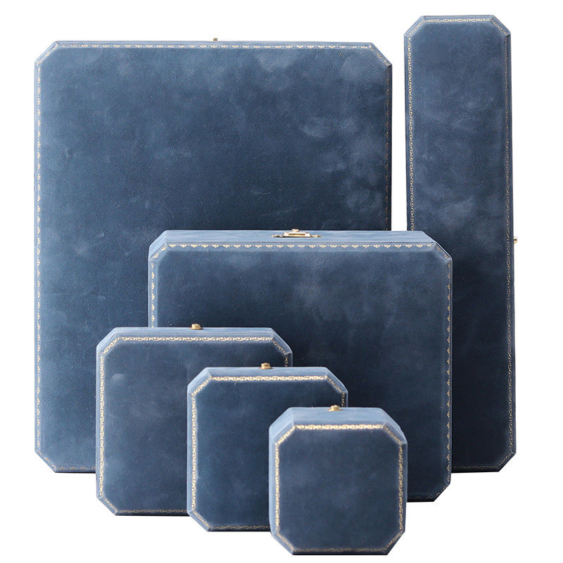 Light Blue Velvet Jewelry Box for Customized Luxury Necklace and Bracelet Packaging