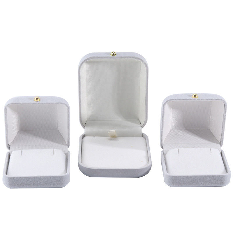 Hanhong Gray Velvet Rectangle Jewelry Box for Bracelet Earrings Necklace Ring Custom