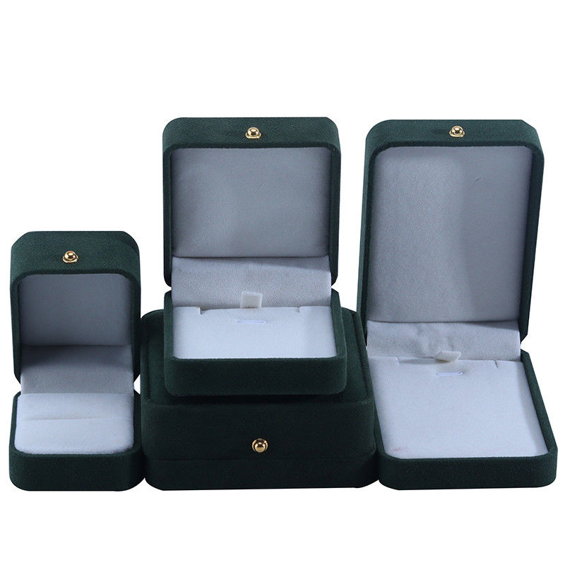 Custom Logo Green Velvet Jewelry Packaging Box for Necklace Bracelet Earrings Ring
