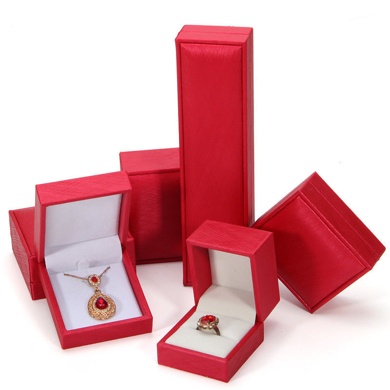 Beige Lined Set PU Leather Jewelry Box Packaging With Custom Printed Logo