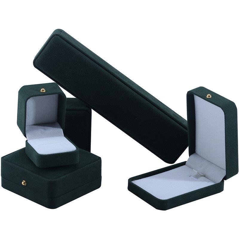 Custom Logo Green Velvet Jewelry Packaging Box for Necklace Bracelet Earrings Ring