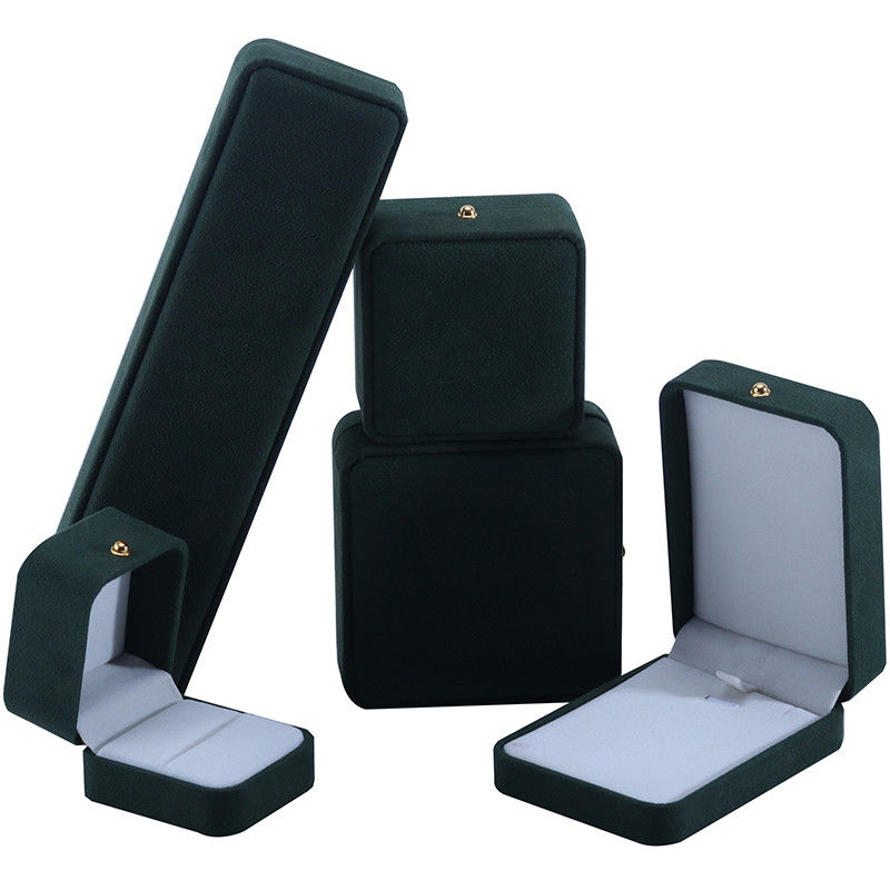 Custom Logo Green Velvet Jewelry Packaging Box for Necklace Bracelet Earrings Ring