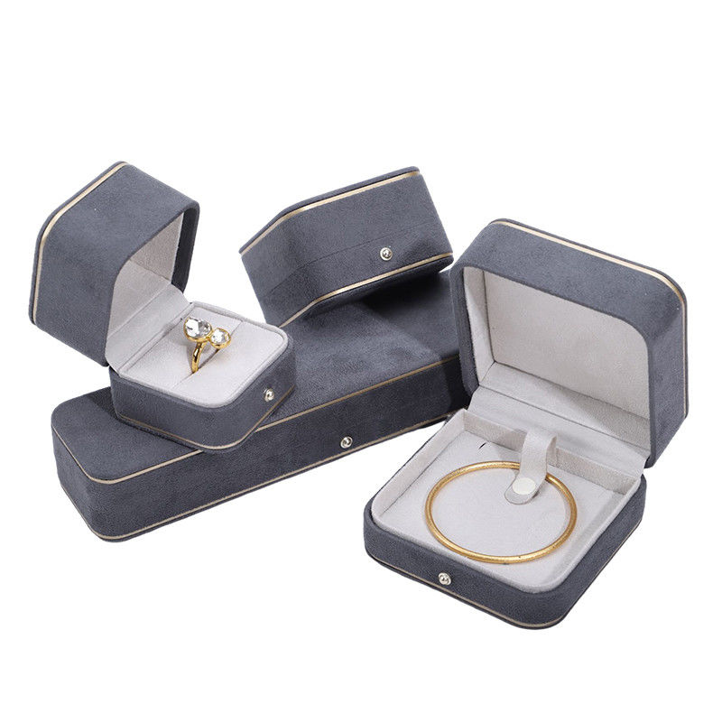 Hot Stamping Logo Hanhong Gray Custom Jewelry Box for Necklace Bracelet Earrings