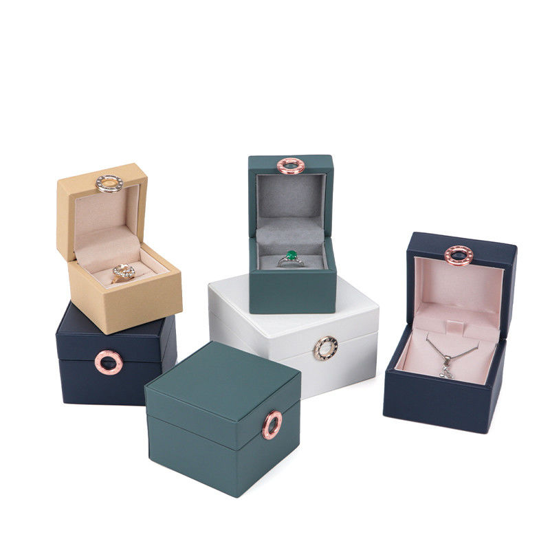 Jewelry Package Hanhong Four-Leaf Clover Luxury PU Leather Ring Box with Custom Logo