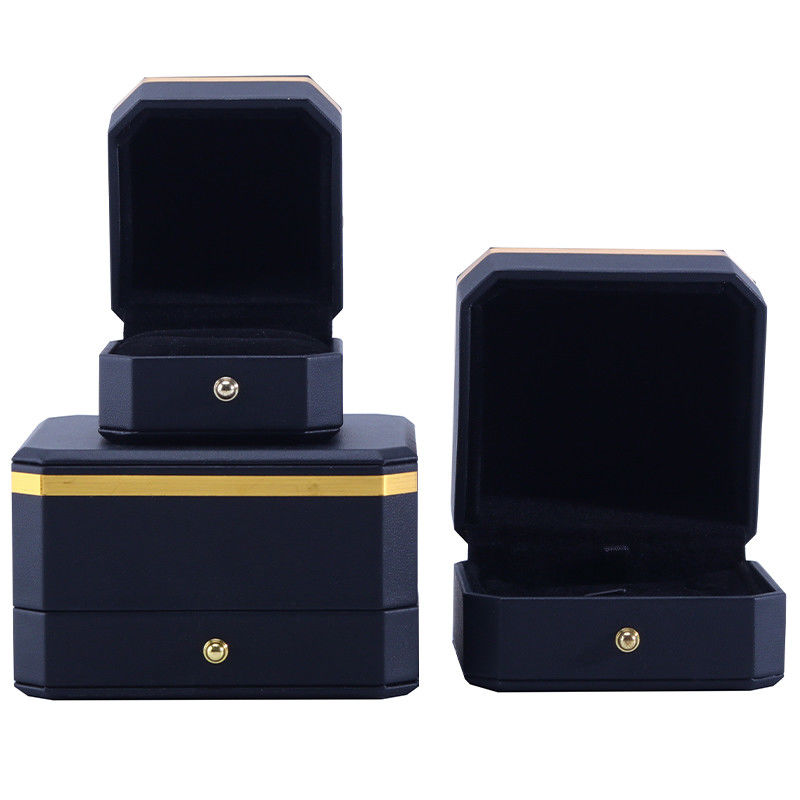 Octagonal Black PU Leather Jewelry Box for Hanhong Custom Logo Bracelet Necklace Ring