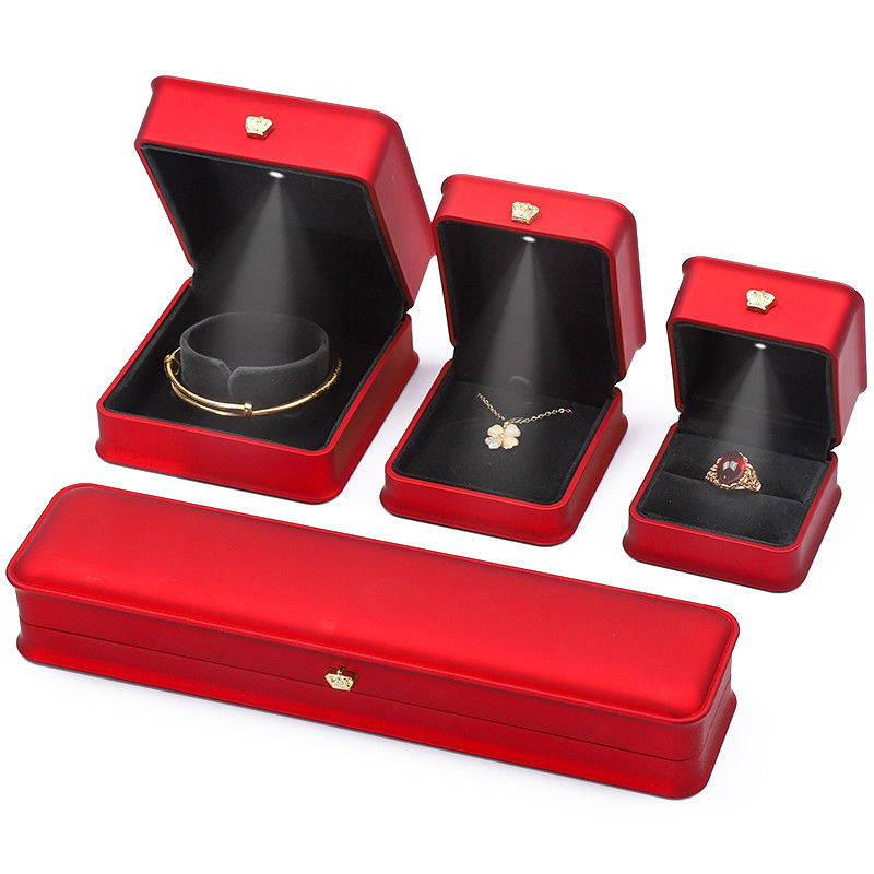 LED Light Red Color Jewelry Box Sets , Jewelry Packaging Box With Custom Logo