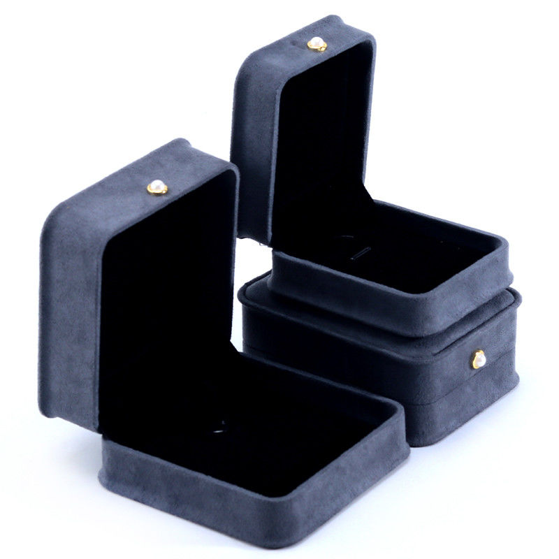 Handmade Gray Velvet Jewelry Box for Custom Luxury Bracelet Earrings Necklace Pearl Lock