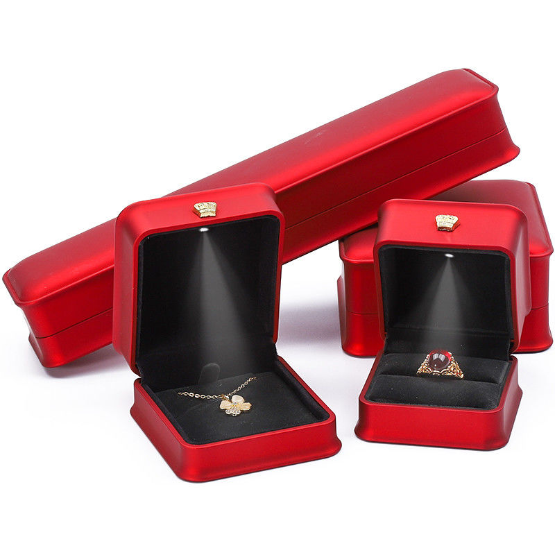LED Light Red Color Jewelry Box Sets , Jewelry Packaging Box With Custom Logo