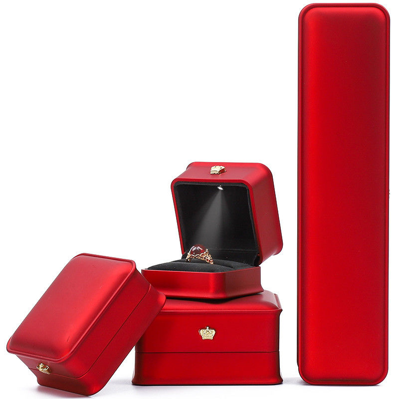 LED Light Red Color Jewelry Box Sets , Jewelry Packaging Box With Custom Logo