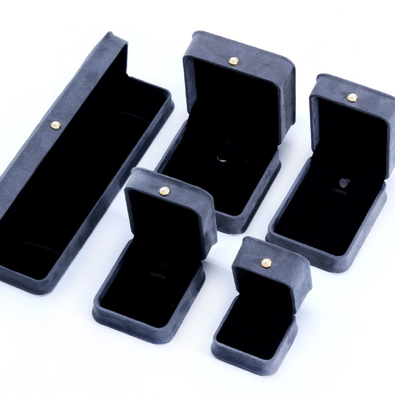 Handmade Gray Velvet Jewelry Box for Custom Luxury Bracelet Earrings Necklace Pearl Lock