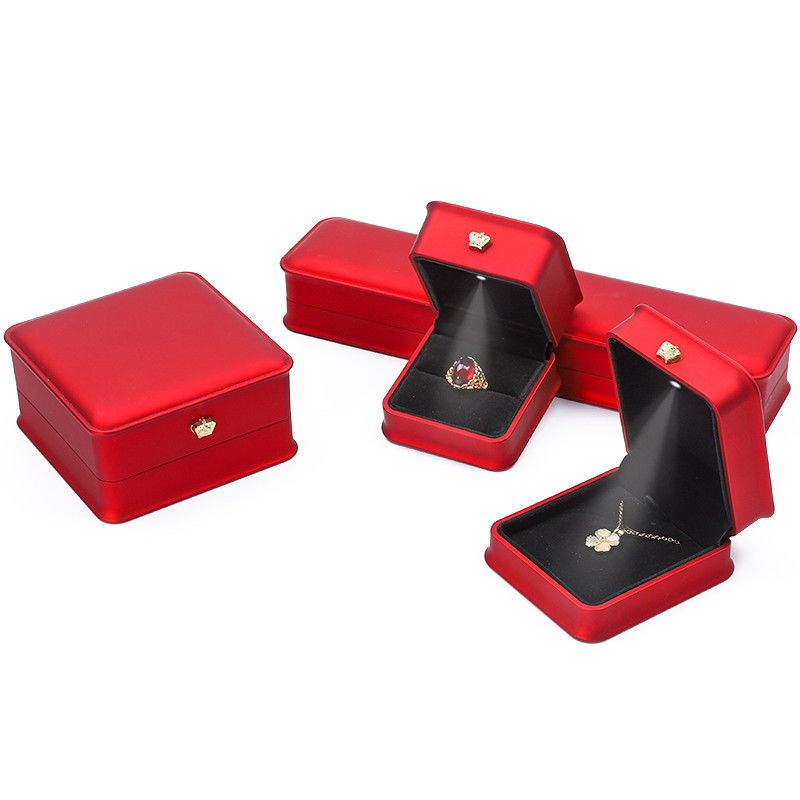 LED Light Red Color Jewelry Box Sets , Jewelry Packaging Box With Custom Logo