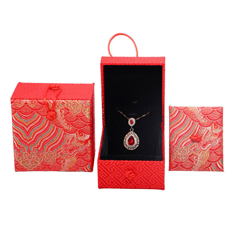 Handmade Velvet Jewelry Boxes Material Chinese Style Red Necklace Pendant Storage Box