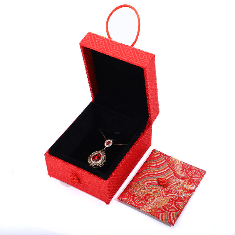 Handmade Velvet Jewelry Boxes Material Chinese Style Red Necklace Pendant Storage Box
