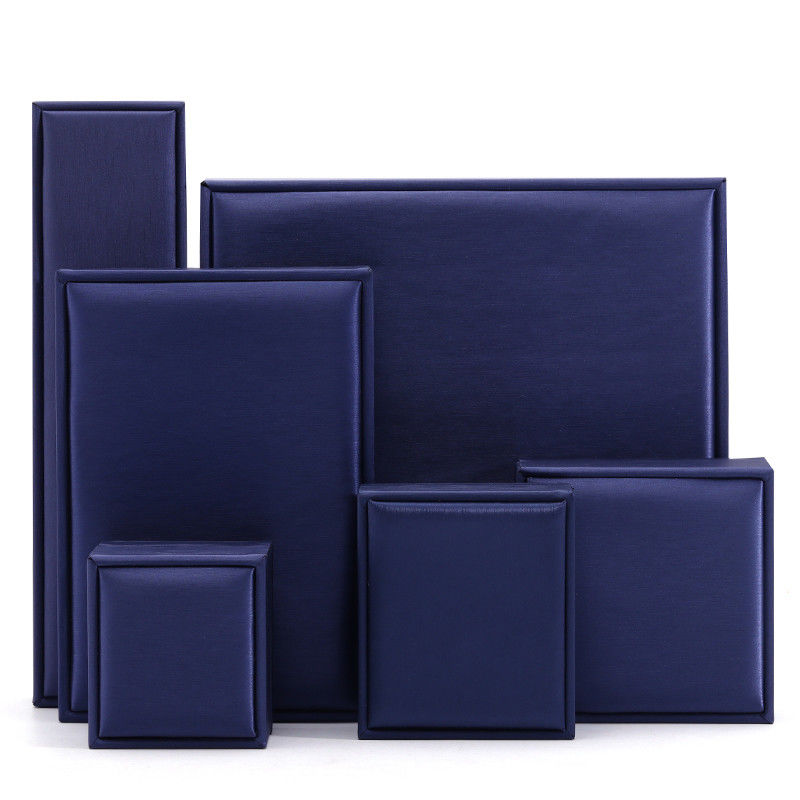 Hanhong Handmade Velvet Jewelry Packaging Box for Necklace and Ring 9*9*4.5cm Blue PU Leather