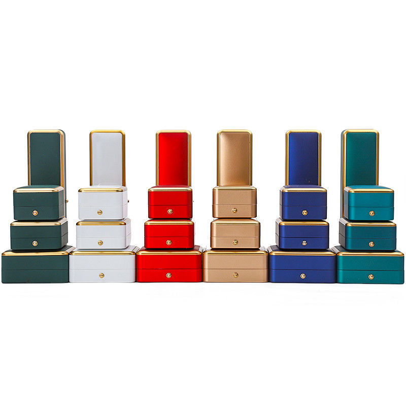 Customized Gold Trim LED Jewelry Box Organizer for Bracelet Necklace Earrings Ring