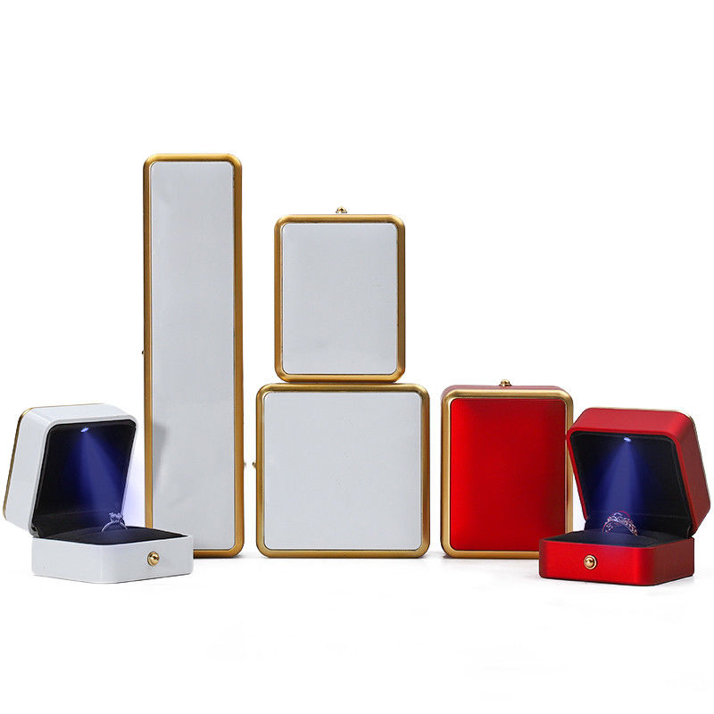 Customized Gold Trim LED Jewelry Box Organizer for Bracelet Necklace Earrings Ring