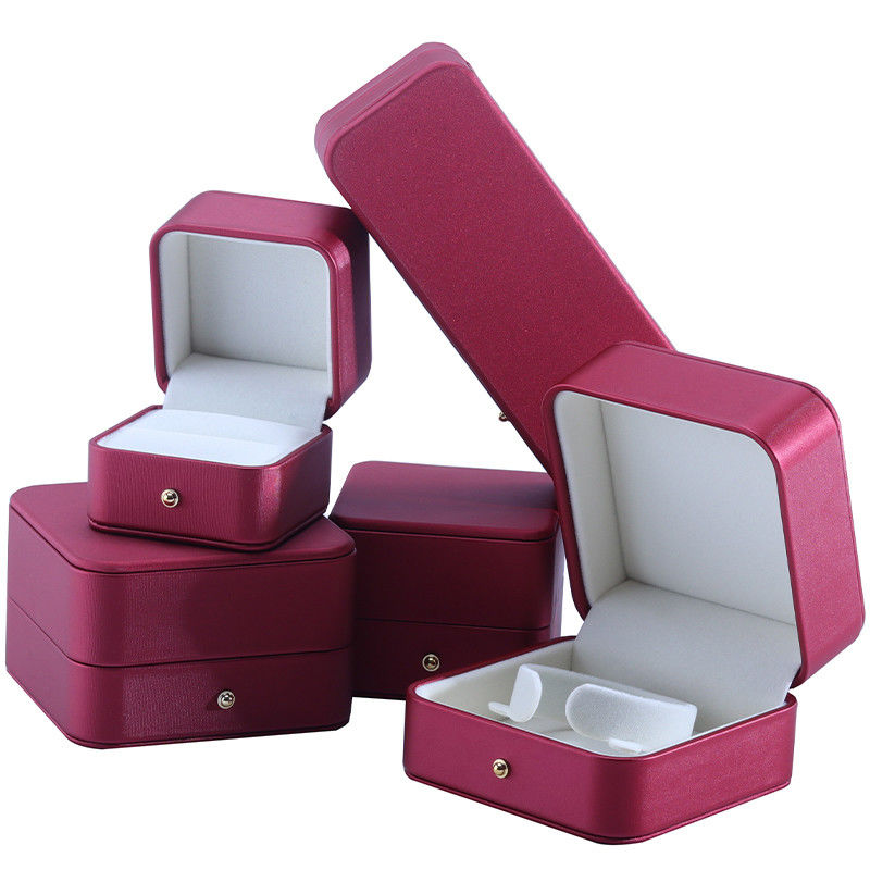 Hanhong Custom Red PU Leather Jewelry Packaging Box for Wedding Necklace Earrings Ring