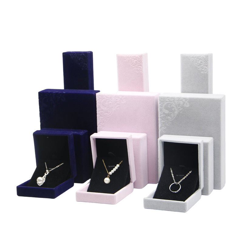 Handmade Embossed Blue Jewelry Packaging Box for My Velvet Necklace and Blue Ring