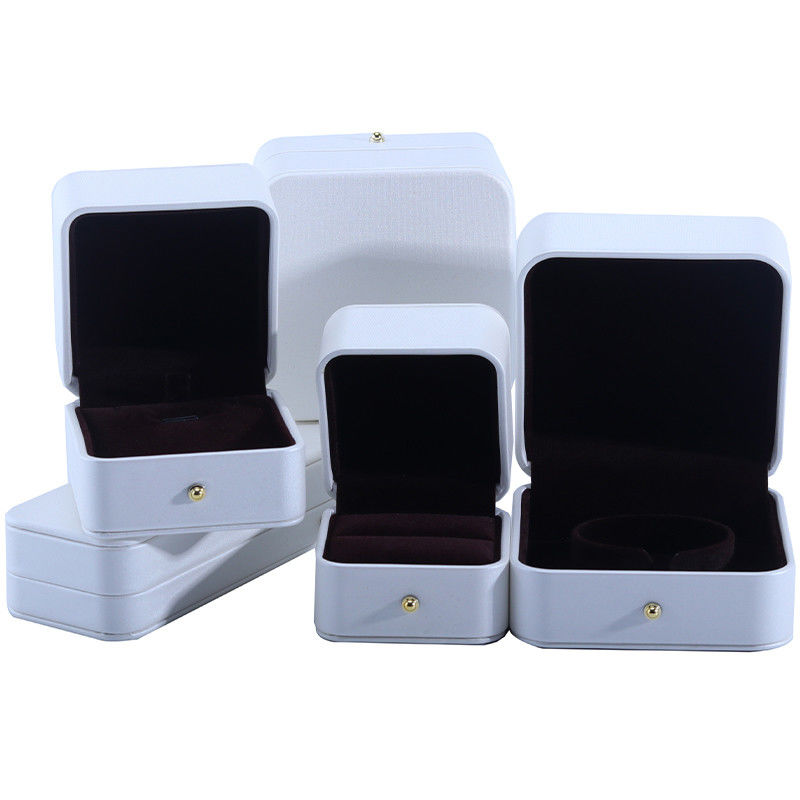 White PU Leather Jewelry Packaging Box for Wedding Necklace Earrings Ring 9.5*9.5*6cm