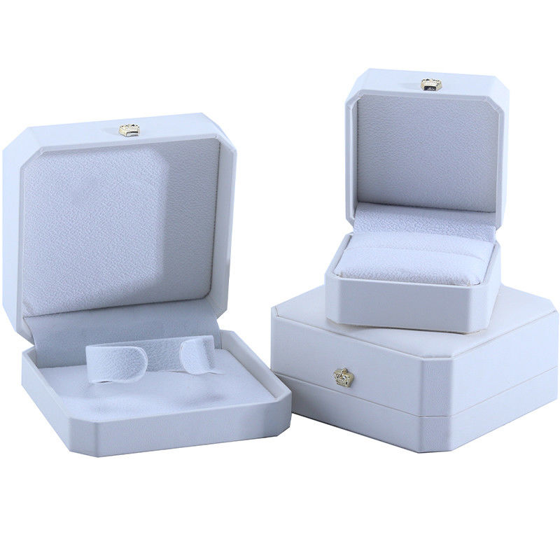 White PU Leather Jewelry Box for Hanhong Custom Crown Shape Jewelry Storage Function